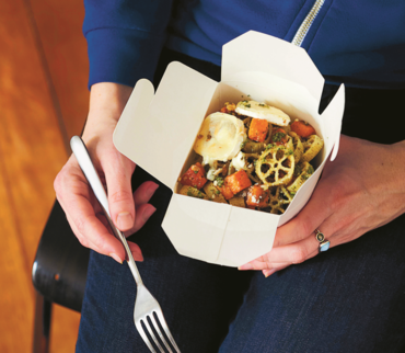 Pates à la citrouille, pistou, noix et chèvre fondu (pour étudiant fauché gourmand!)